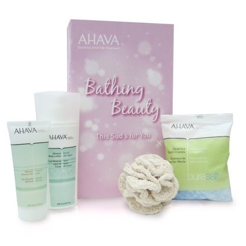 Ahava Bathing Beauty Gift Set with Chenille Puff